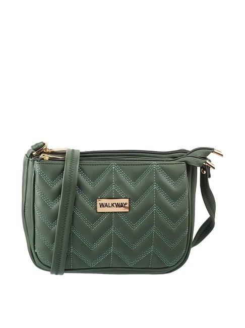 walkway green quilted meduim shoulder handbag