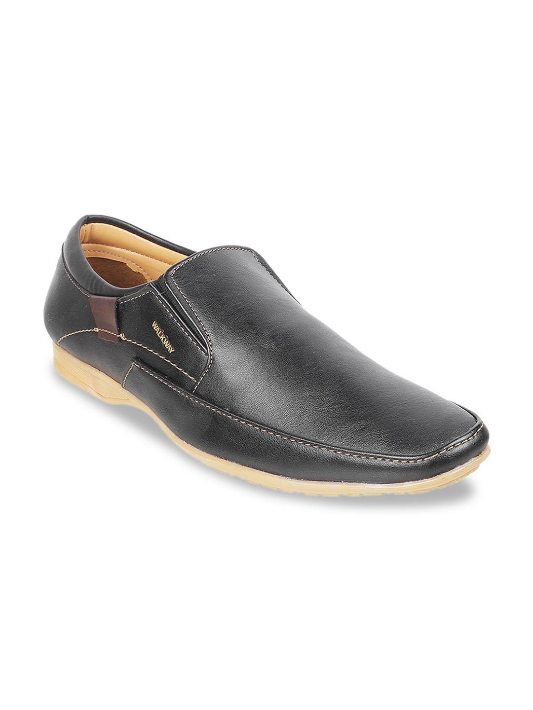 walkway men black solid oxfords