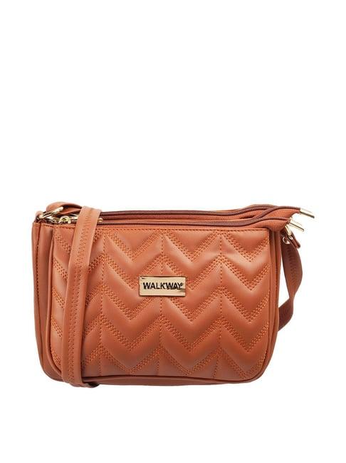 walkway tan quilted meduim shoulder handbag