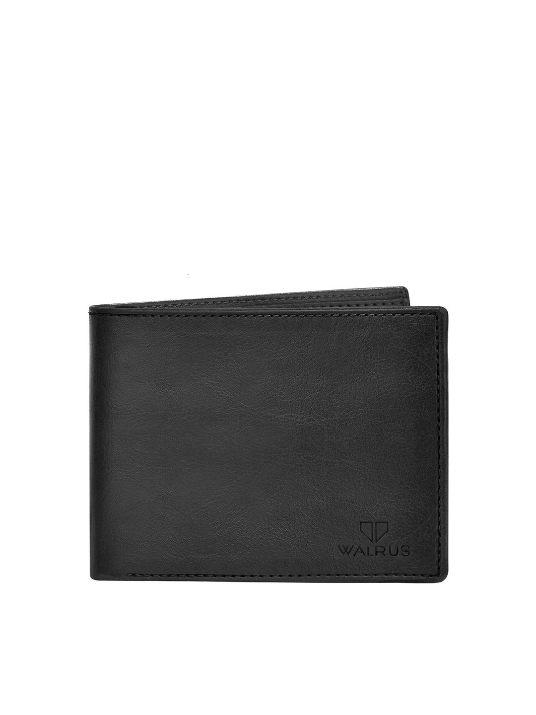 walrus men black ecofriendly vegan leather bi-fold wallet