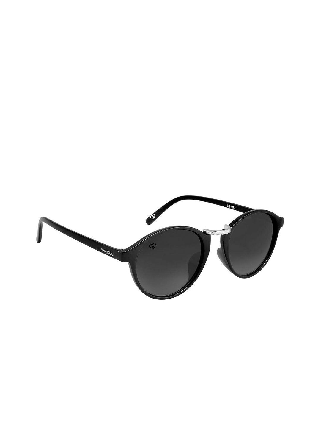 walrus men black lens & black oval sunglasses with uv protected lens