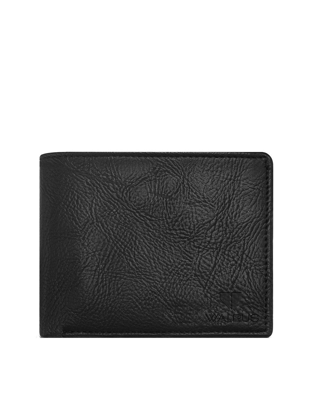 walrus men black two fold wallet with sim card holder