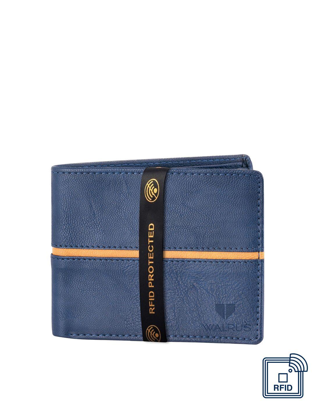 walrus men blue two fold rfid wallet