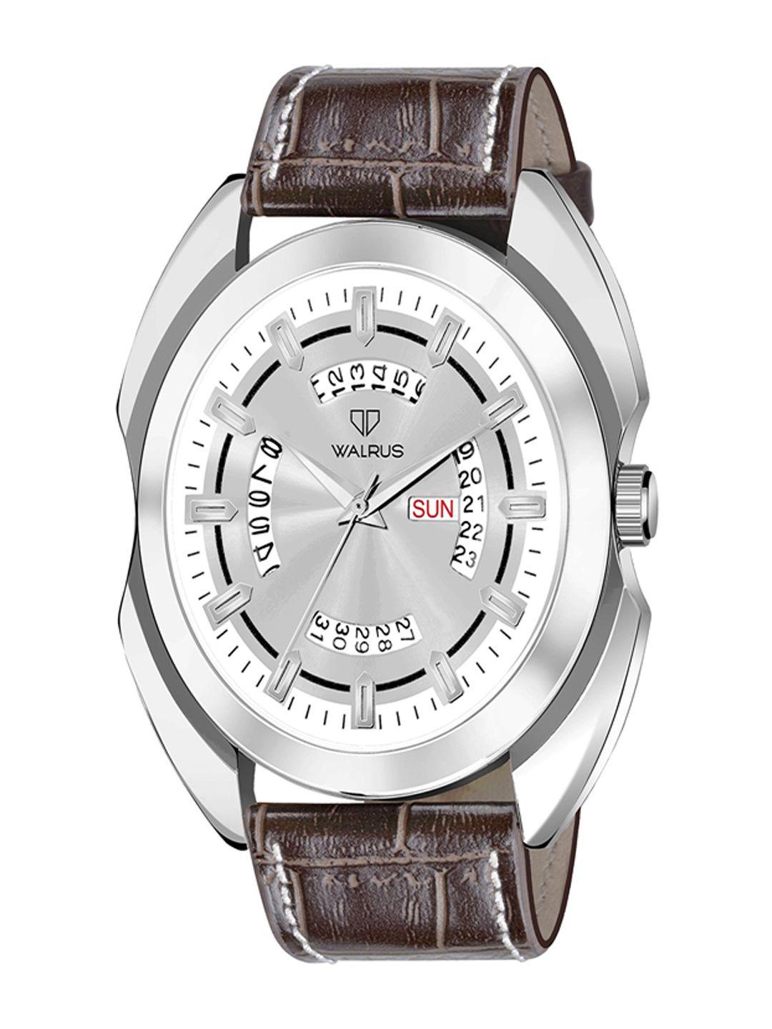 walrus men brass dial & straps analogue leather watch wwtm-mvrk-v-070907