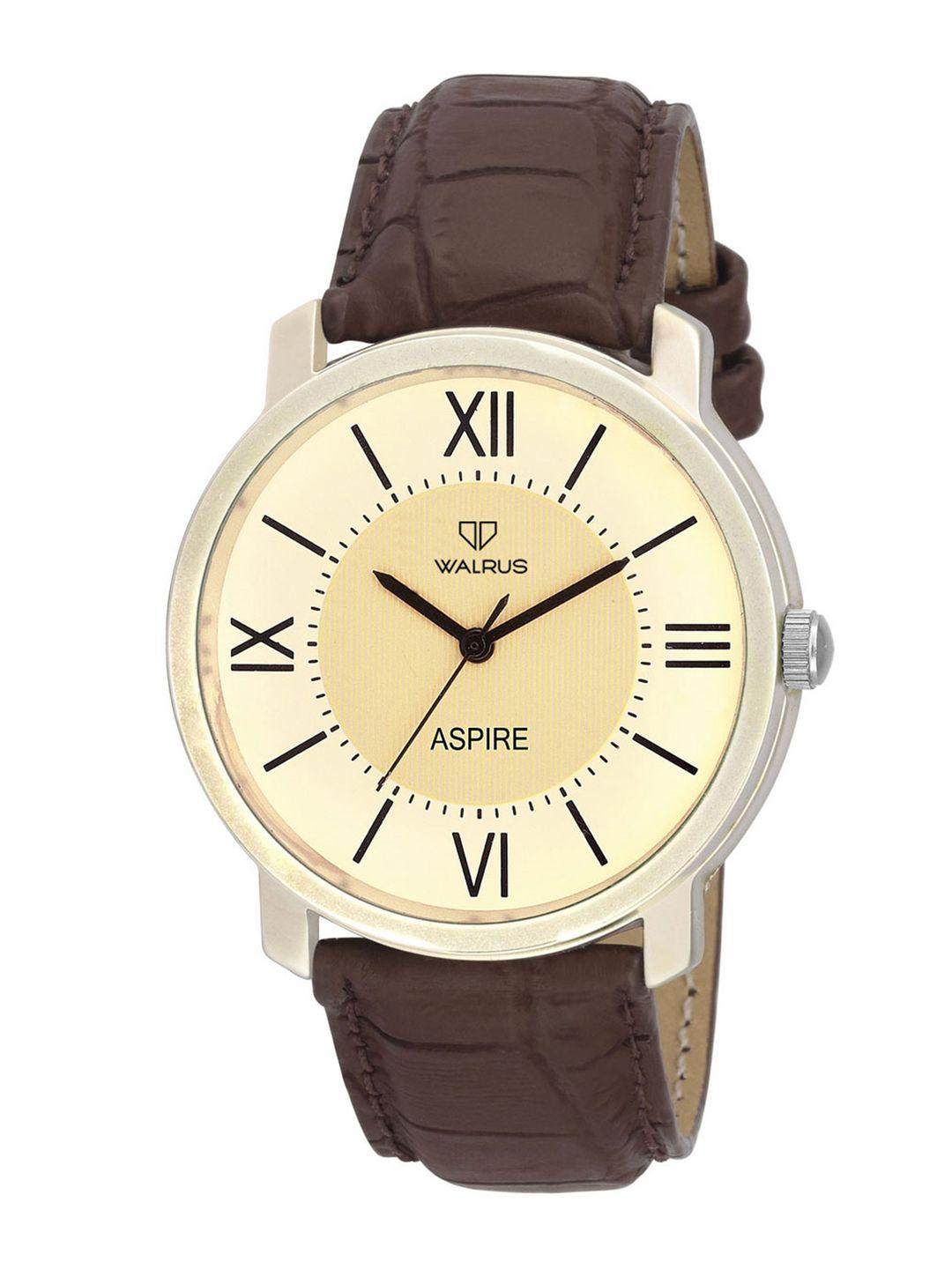 walrus men brass dial & textured straps analogue watch wwtm-aspire-010901_d