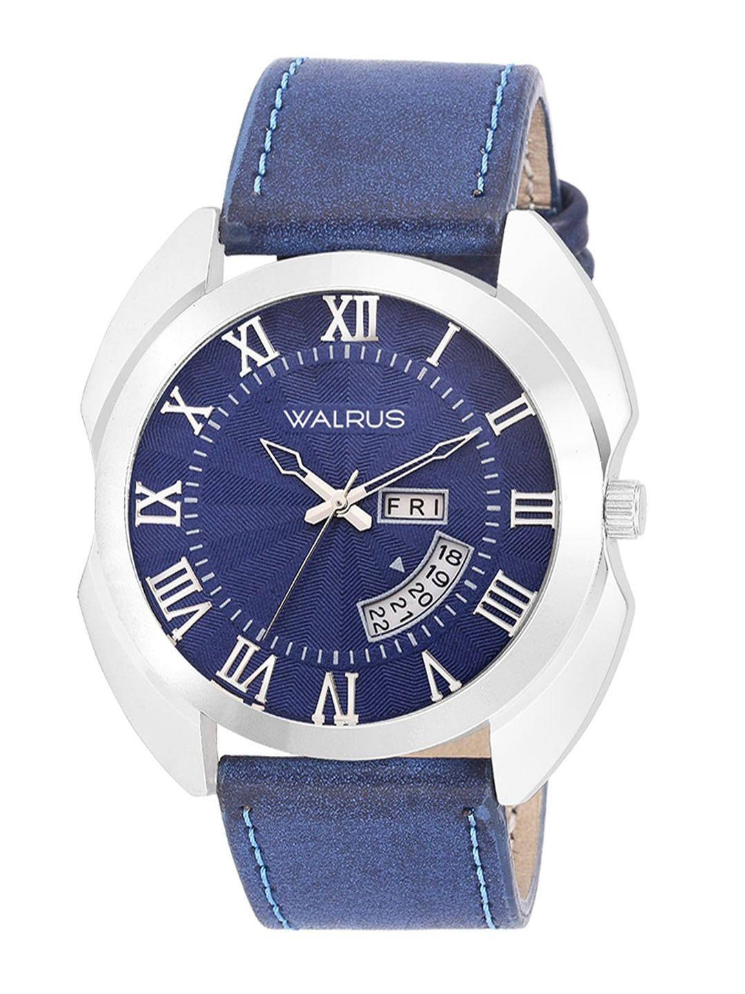 walrus men brass printed dial & leather straps analogue watch wwtm-invc-vii-030307