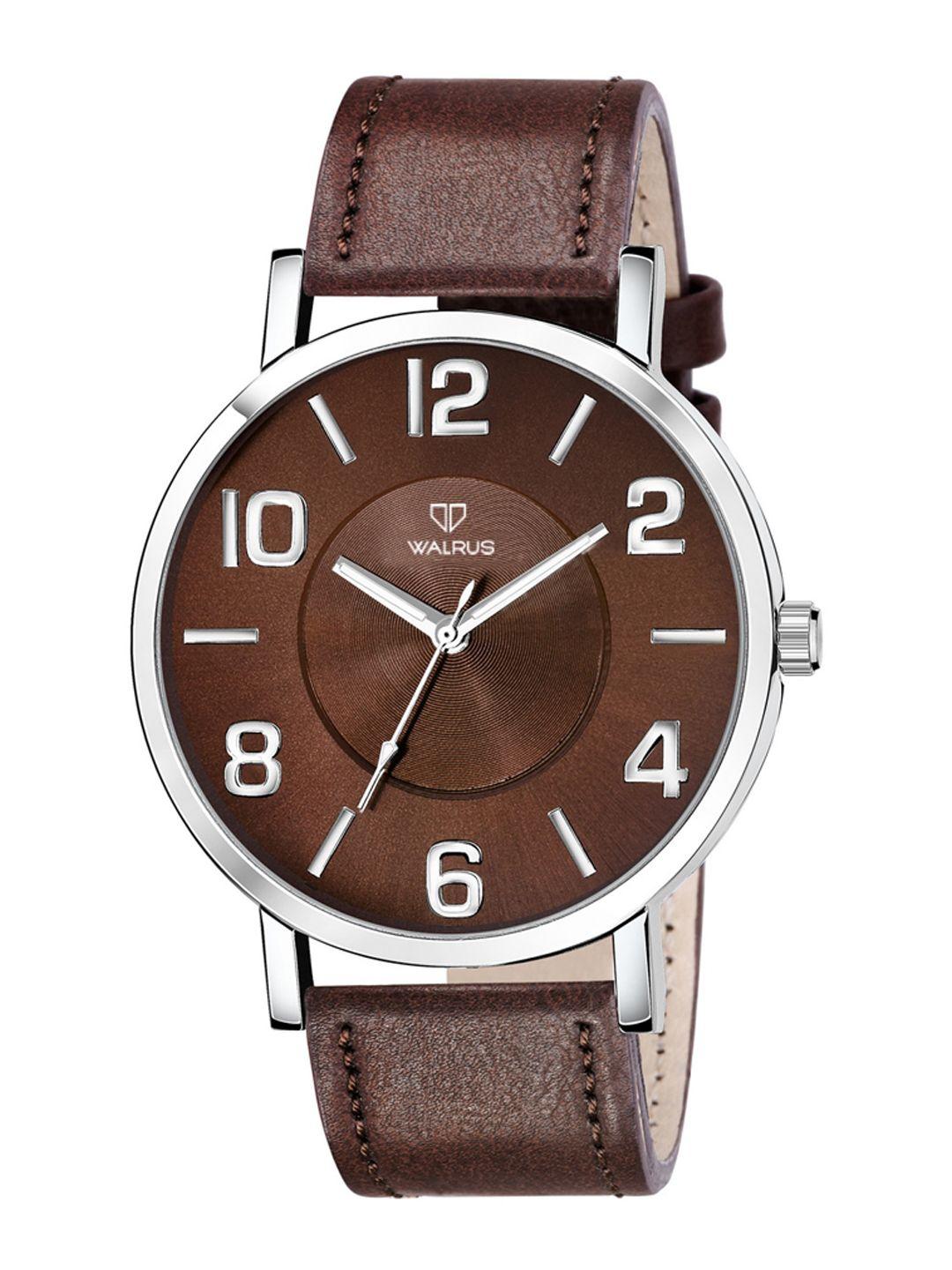 walrus men brown brass dial & brown straps analogue watch wwtm-opus-iii-090907