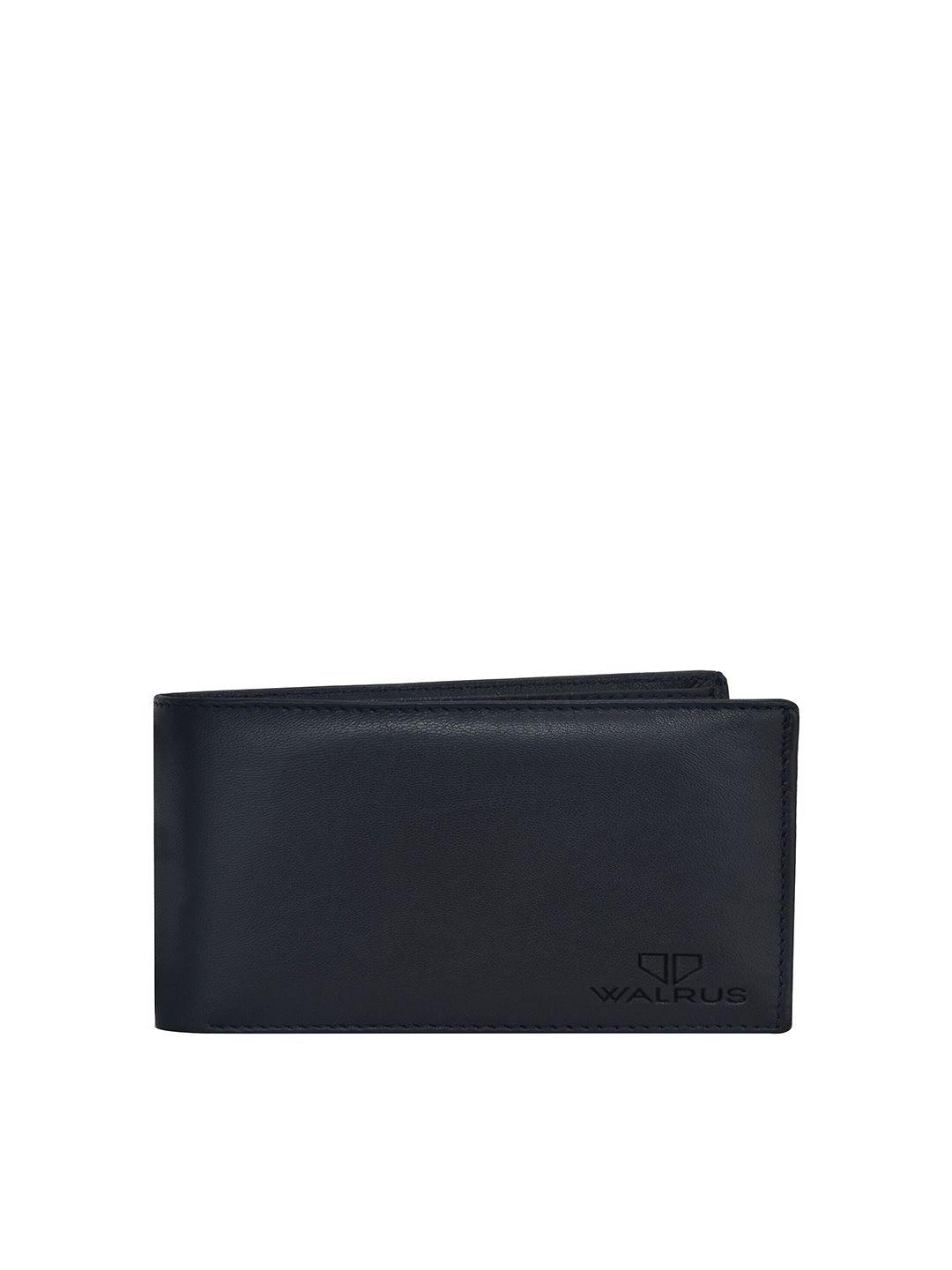 walrus men leather two fold wallet with rfid