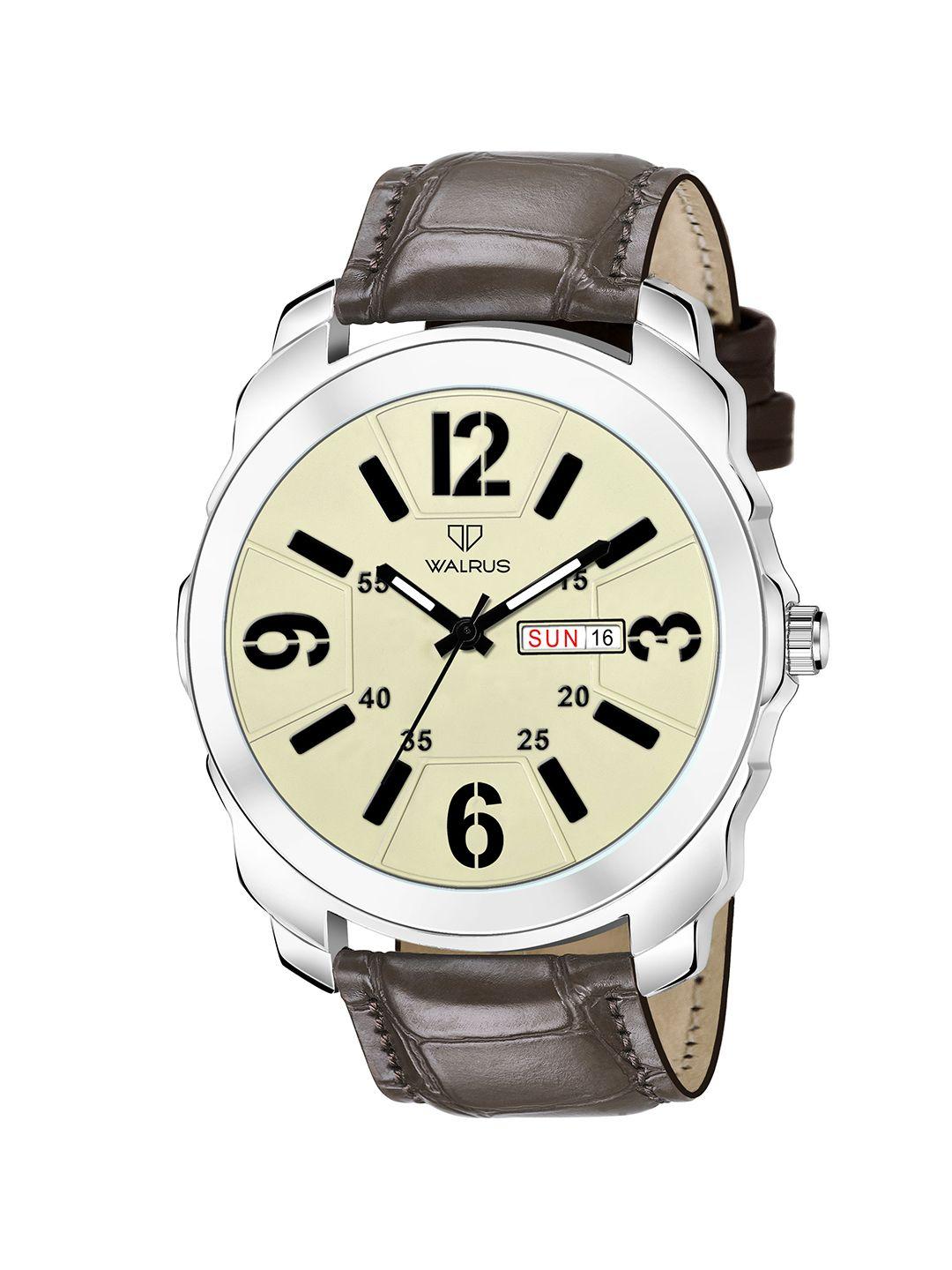 walrus men printed dial & brown straps analogue watch wwtm-mvrk-xii-010907_d