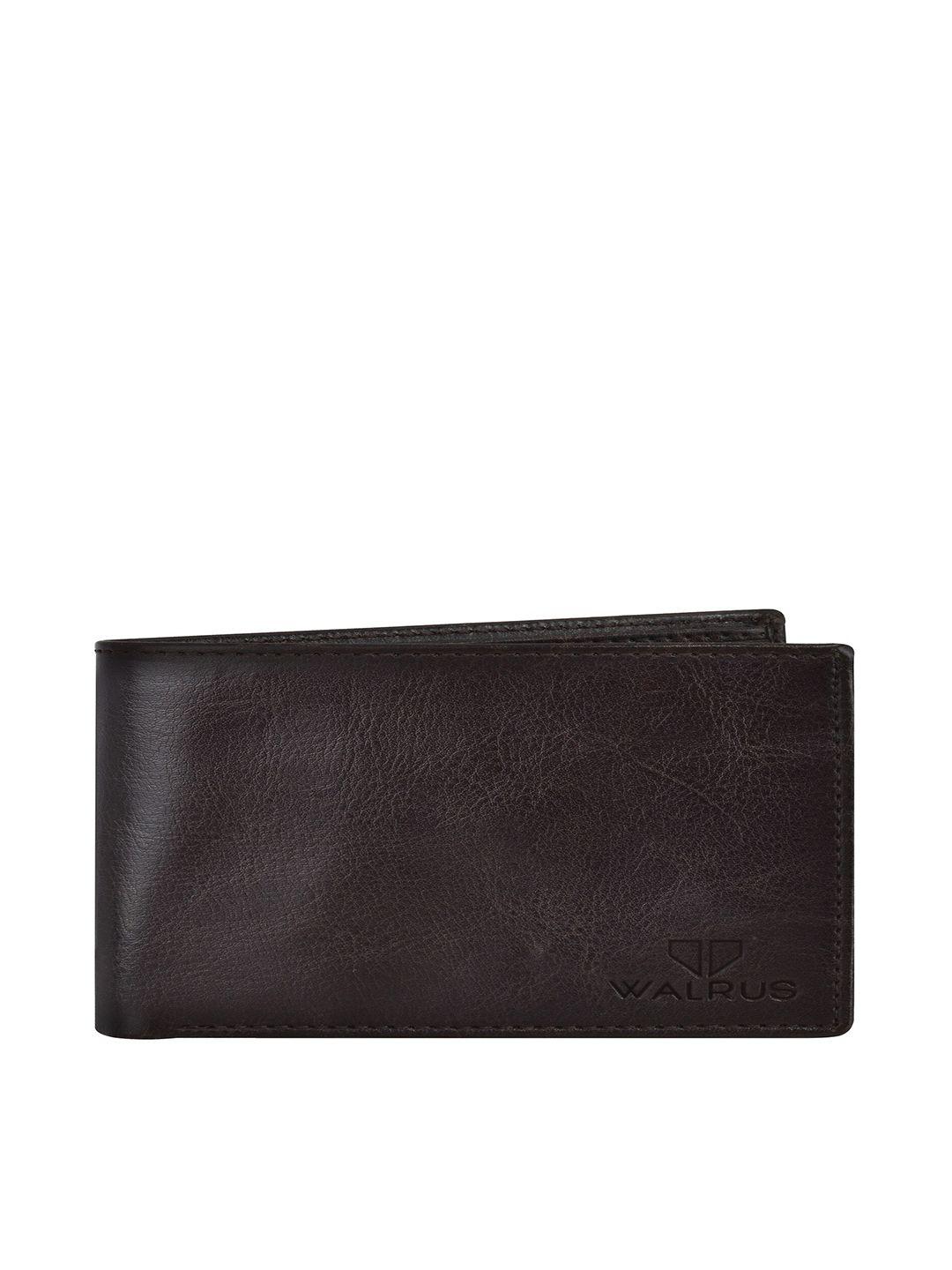 walrus men pu two fold wallet with sim card holder