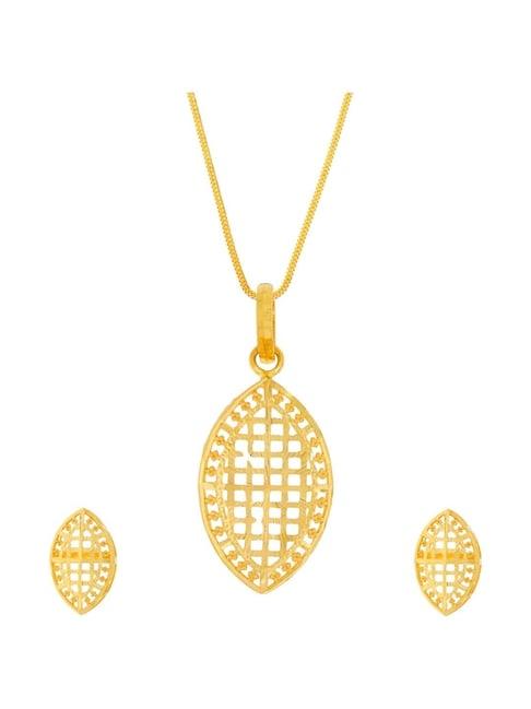 waman hari pethe jewellers 22k gold pendant set for women