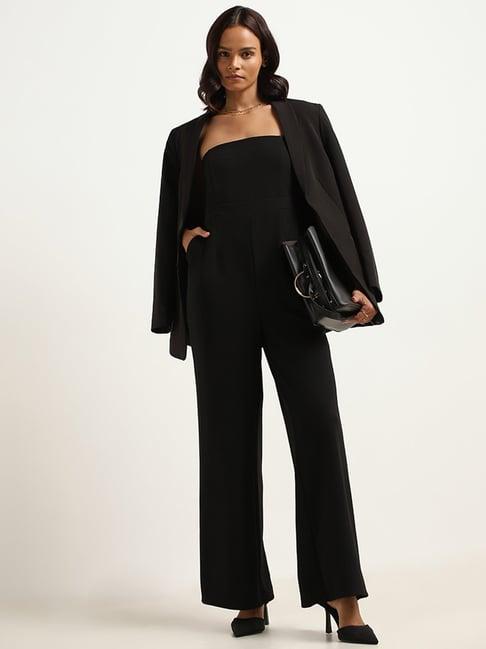 wardrobe by westside black strapless jumpsuit