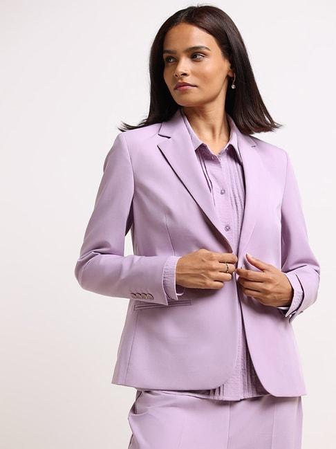 wardrobe by westside lilac relaxed-fit blazer
