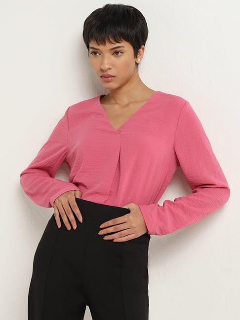 wardrobe by westside pink self-pattern top