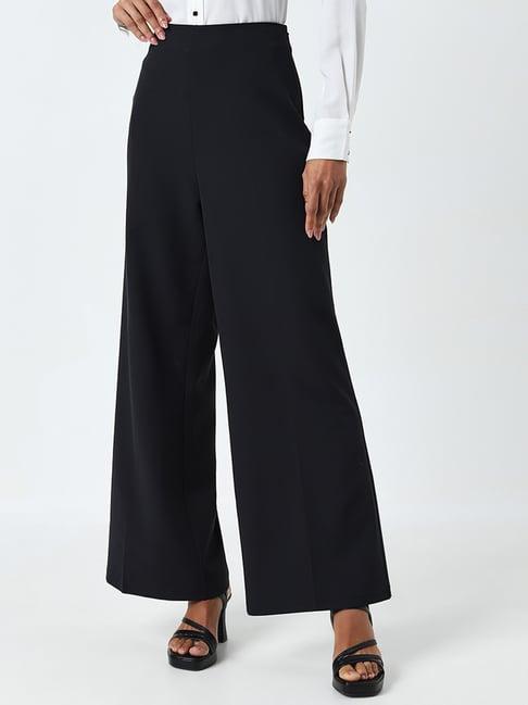 wardrobe by westside black solid high-rise trousers