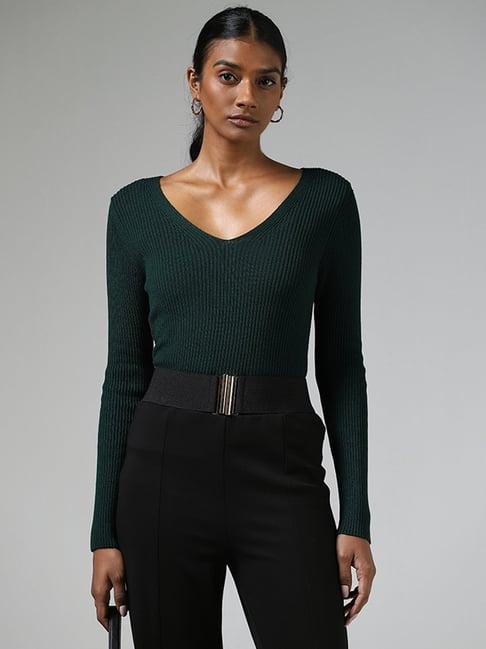 wardrobe by westside forest green knitted sweater