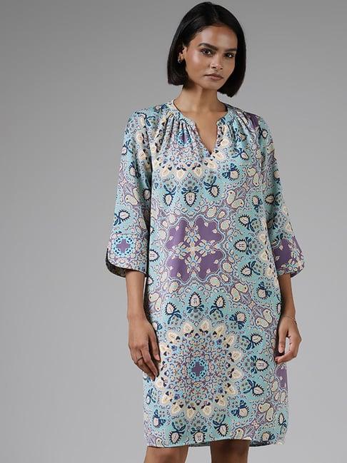 wardrobe by westside lavender motif printed dress