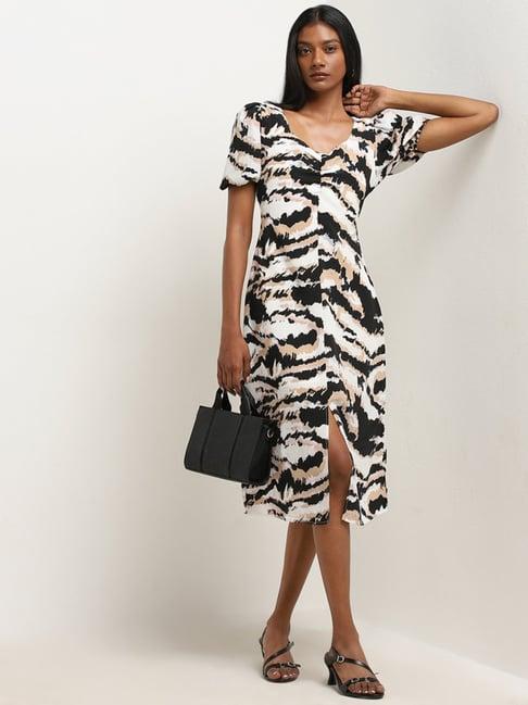 wardrobe by westside multicolour abstract print a-line dress