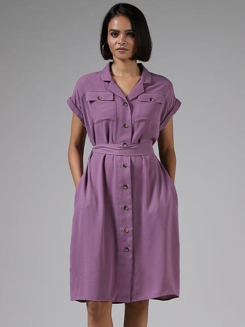 wardrobe by westside orchid button-down dress with belt