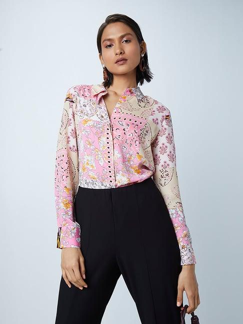 wardrobe by westside pink paisley print blouse