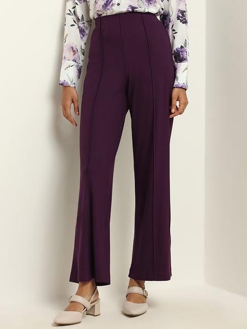 wardrobe by westside plain purple trousers
