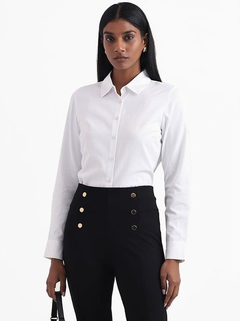 wardrobe by westside plain white formal shirt