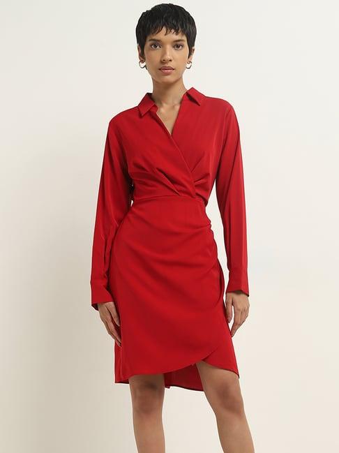 wardrobe by westside red wrap dress