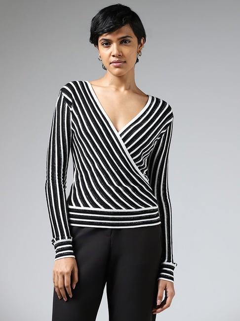 wardrobe by westside white & black striped top