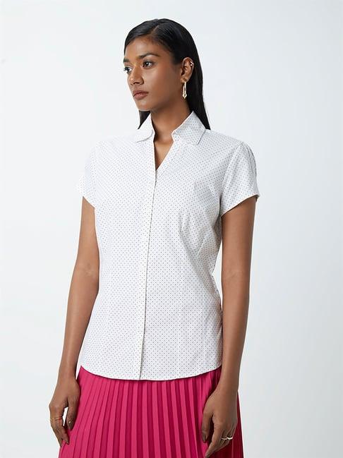 wardrobe by westside white polka-dot print shirt