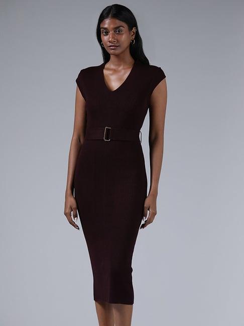 wardrobe by westside wine bodycon sweater dress