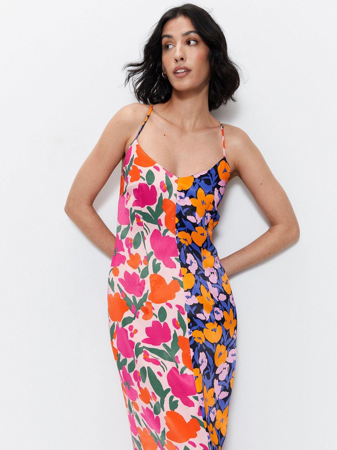 warehouse floral printed side slit maxi dress