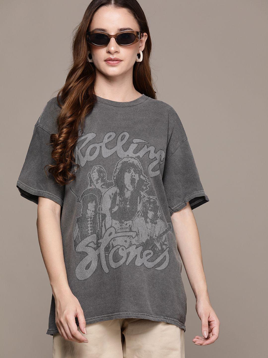 warehouse the rolling stones printed pure cotton t-shirt