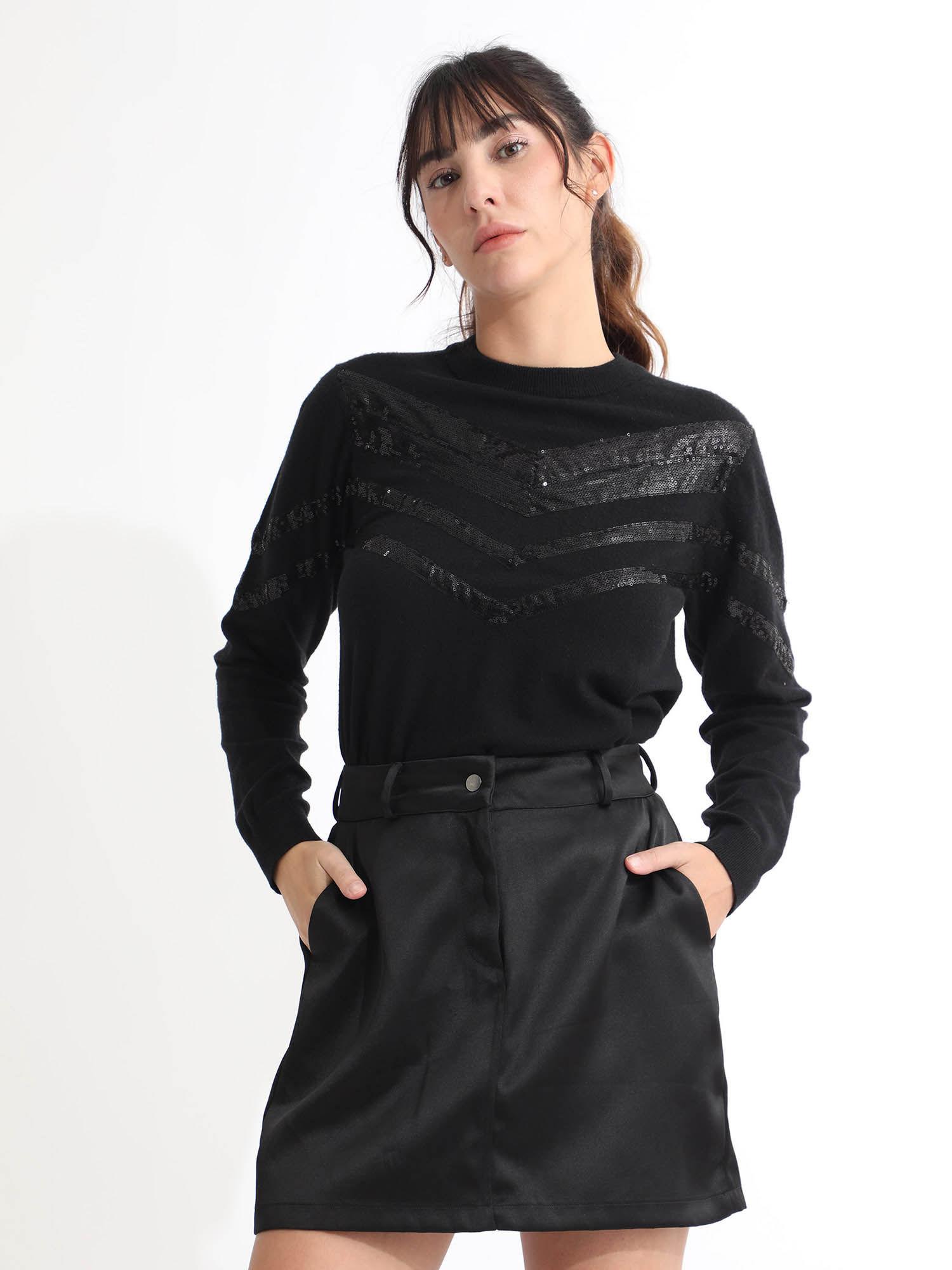 warher primary black solid skirt