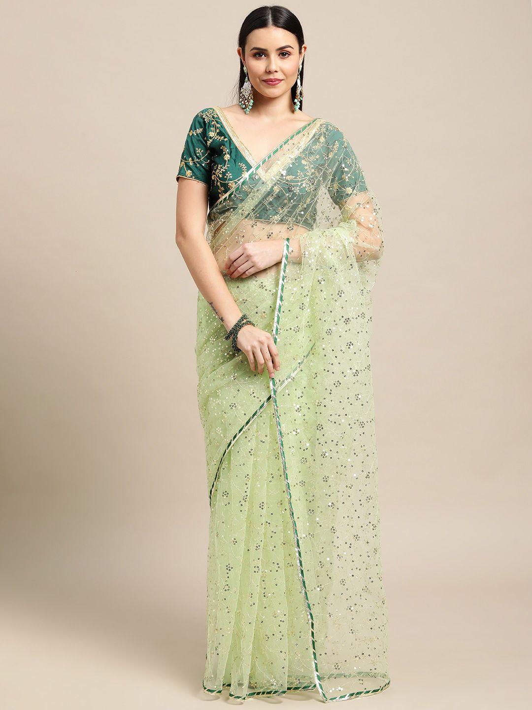 warthy ent embellished sequinned net saree