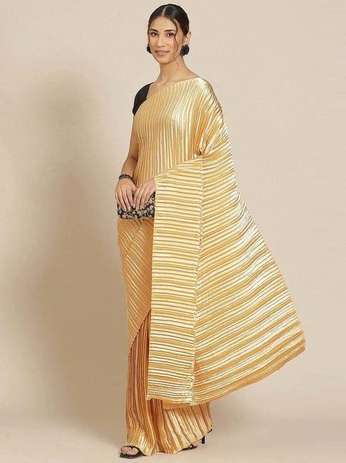warthy ent golden plain saree with unstitched blouse
