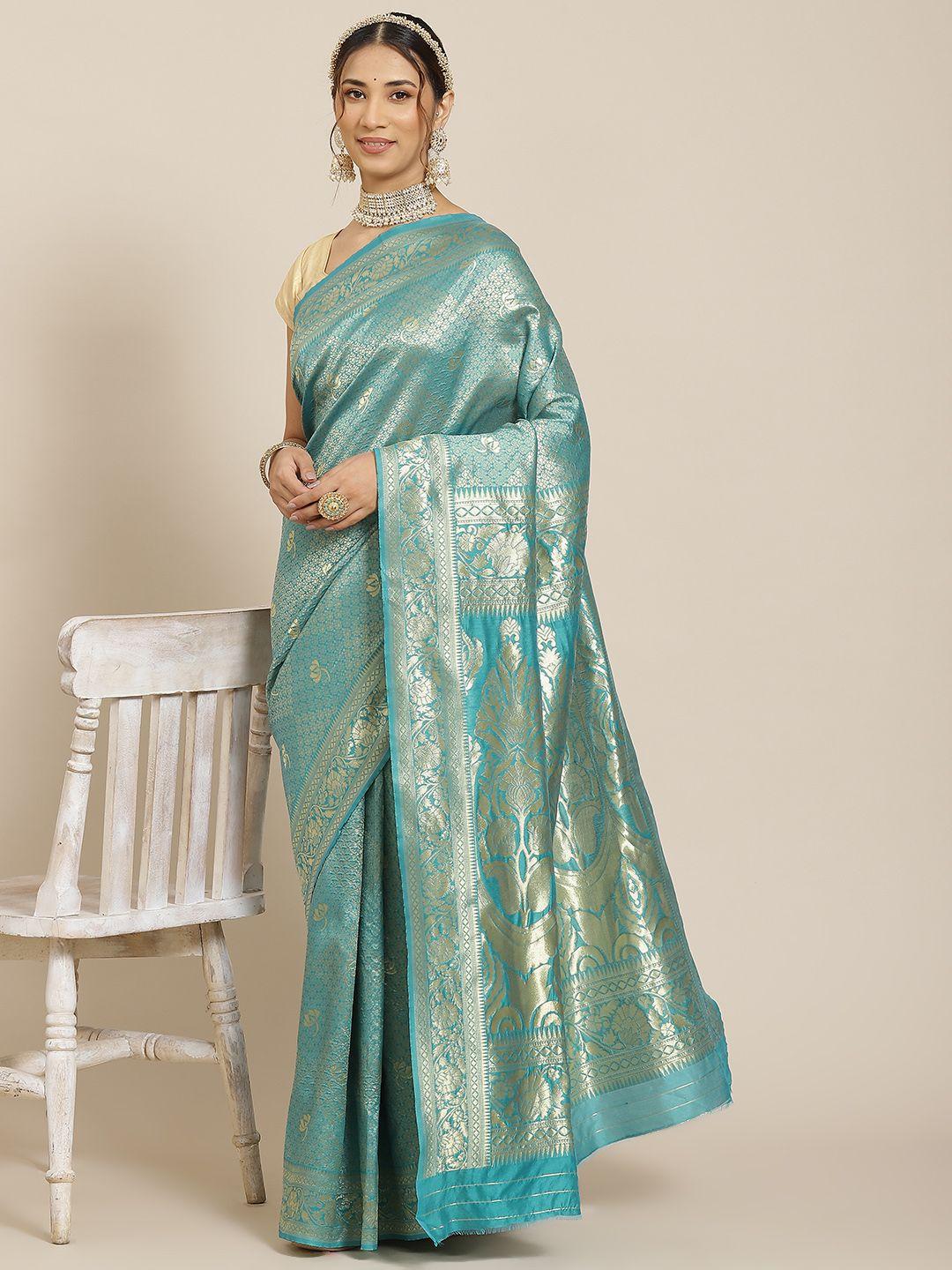 warthy ent green ethnic motifs zari silk blend kanjeevaram saree