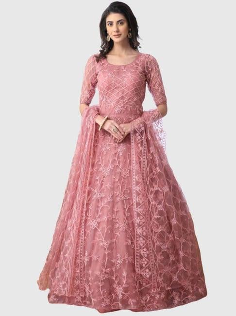 warthy ent pink embroidered semi stitched dress material