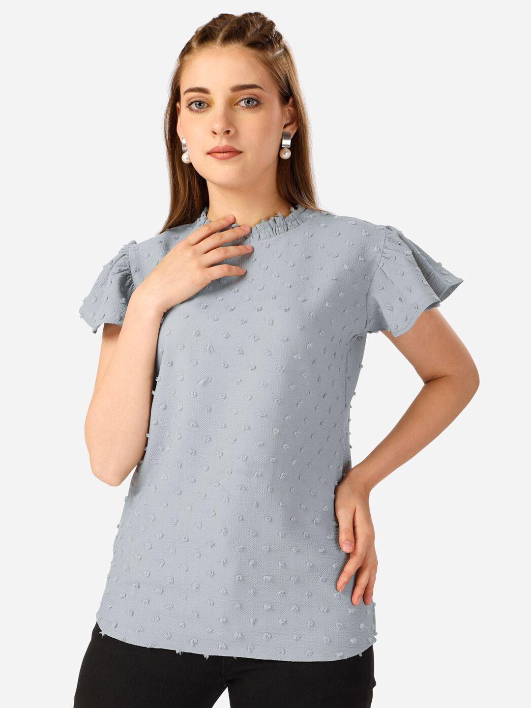 warthy ent self design flutter sleeve cotton top