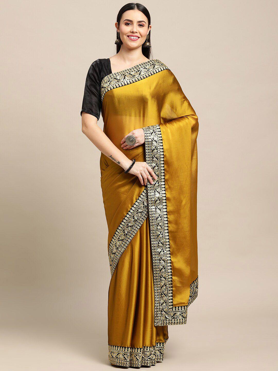 warthy ent yellow & gold-toned sequinned saree
