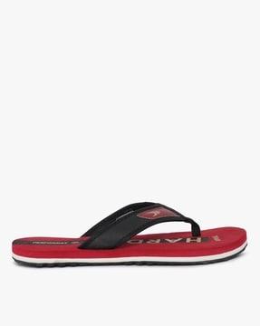 washable typographic print thong-strap flip-flops