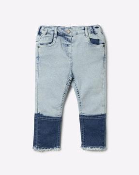 washed colourblock jeans
