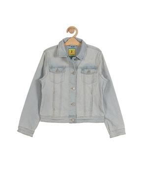 washed cotton jacket with button closure