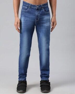 washed low rise jeans
