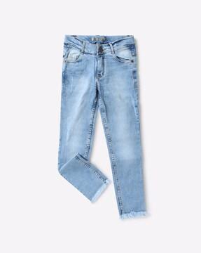 washed mid-rise jeans