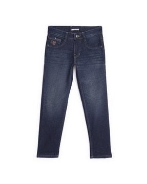 washed slim fit jeans with insert pockets