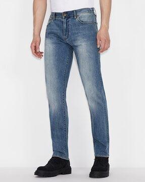 washed straight fit jeans