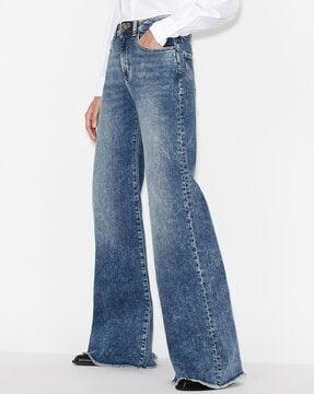 washed wide legged jeans