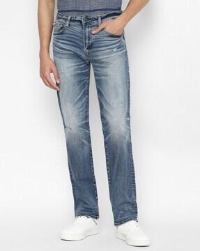 washed bootcut jeans