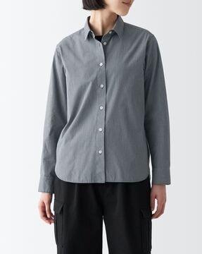 washed broadcloth regular collar long-sleeve shirt