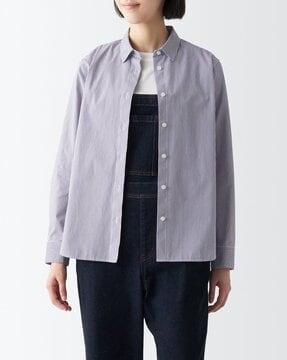 washed broadcloth regular collar long-sleeve shirt